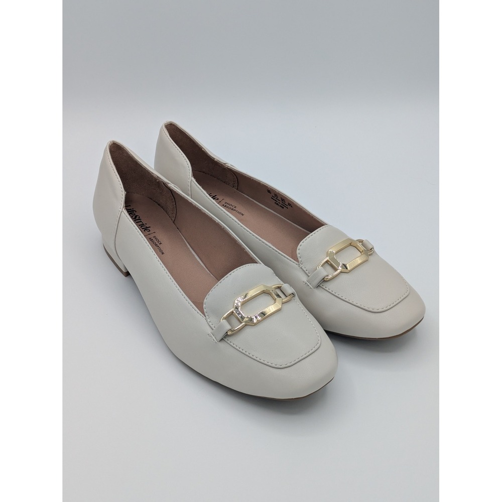 LifeStride Celine Loafers‎ 8W Cream Gold Bit Soft System Comfort Shoes